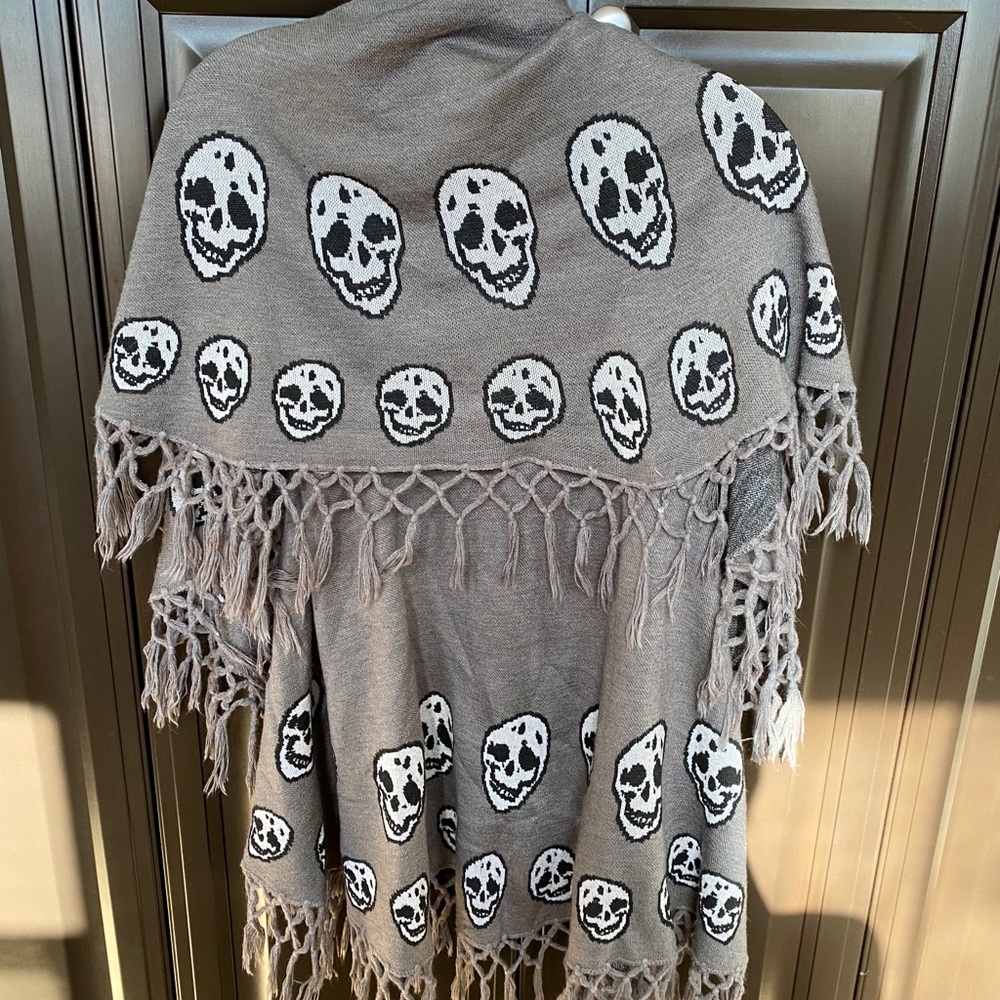 Skull Shawl/Sweater with Fringe Detailing